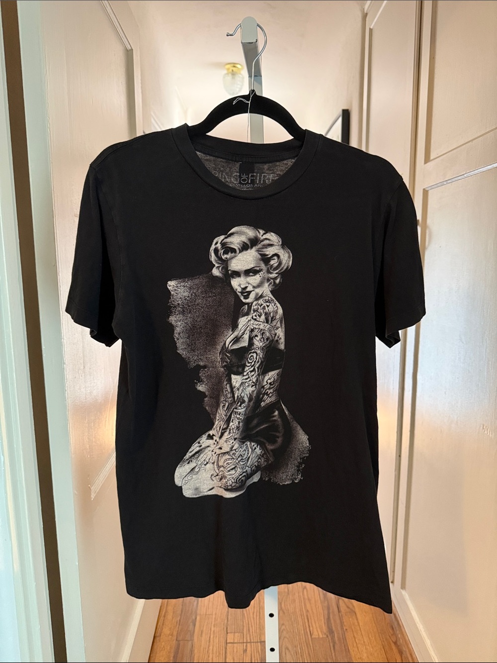 Ring of Fire Black Short-Sleeve Tattoo Pinup Graphic Tee California
